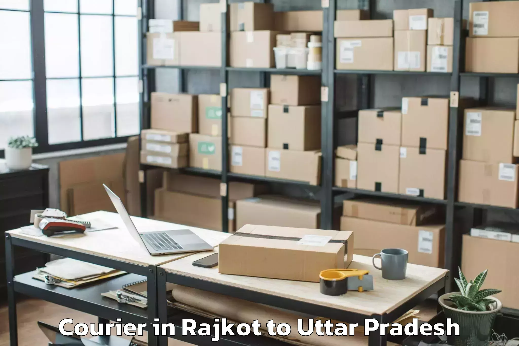 Easy Rajkot to Mehndawal Courier Booking